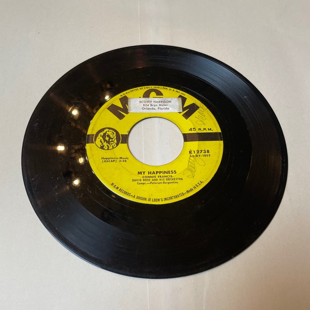 Connie Francis My Happiness/Among My Souvenirs MGM K12738 45 RPM Record